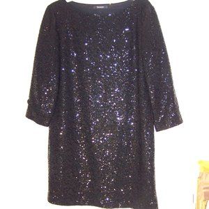 Tahari  Sequin Black Cocktail Party Dress Size L
